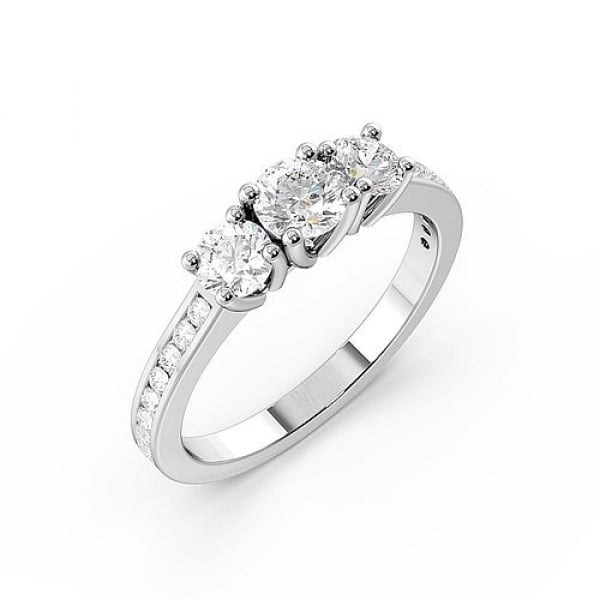 Pave Trilogy Diamond Engagement Rings