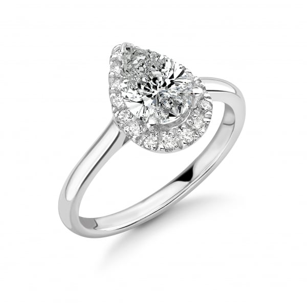 Pear Halo Diamond Engagement Rings