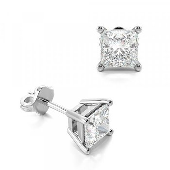 Princess Cut Diamond Earrings in Square Shape