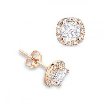 Rose Gold Diamond Halo Earrings